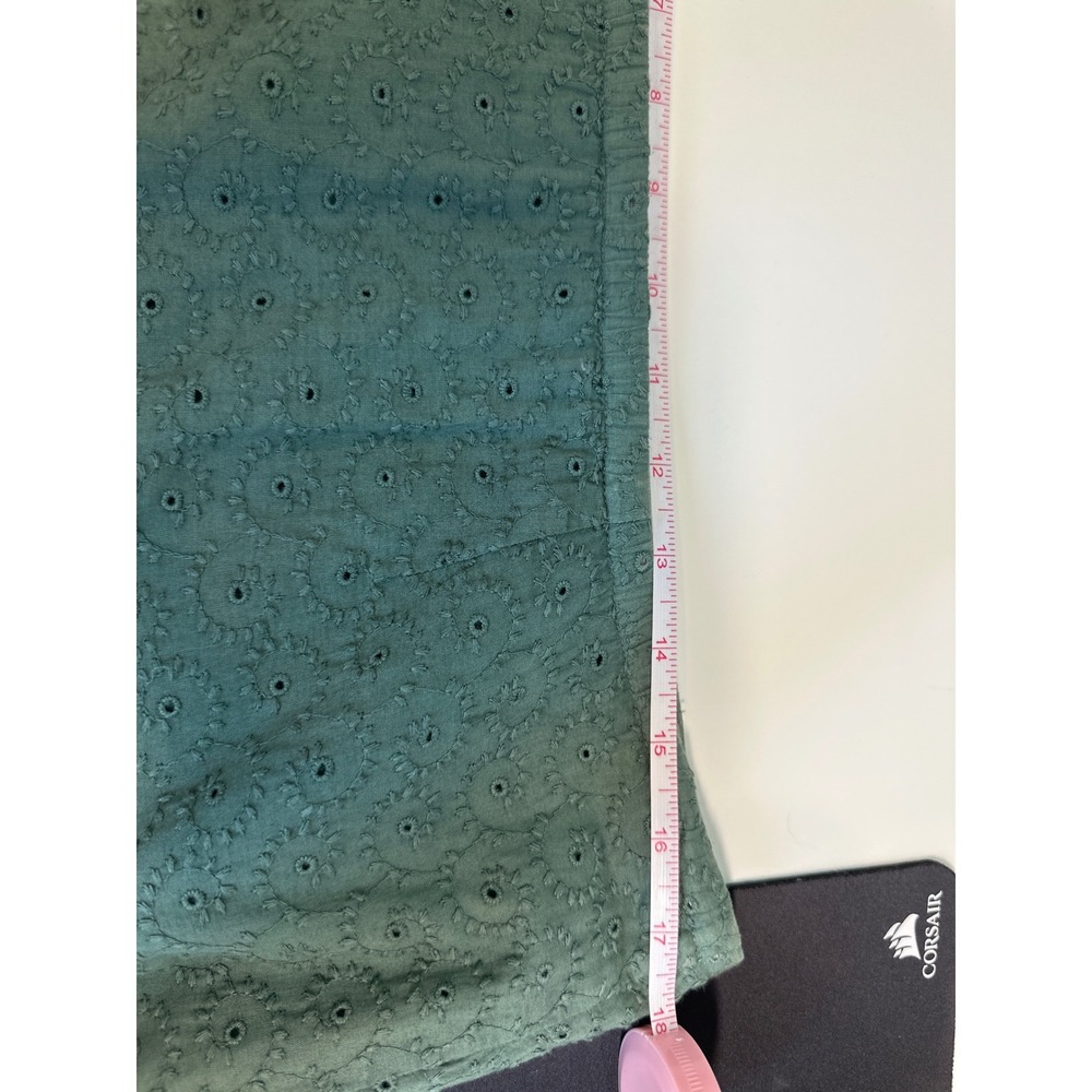Chico's Eyelet Midi Skirt Womens 2 Green Cotton Tiered Boho Garden Peasant - Picture 9 of 9